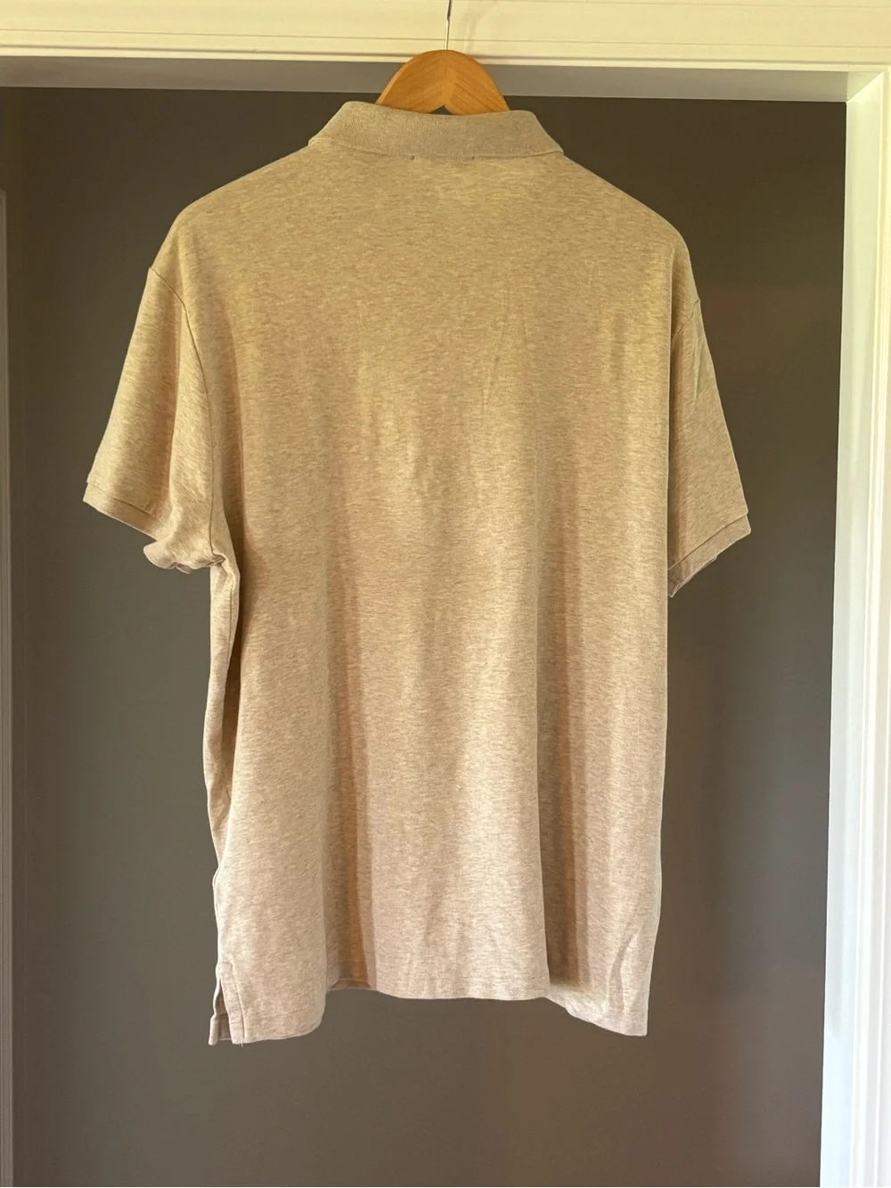 Ralph Lauren Men's Polo Shirt in Beige Heather Custom Slim Fit